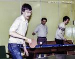 Dave Sharp, Al Brooks and Terry Crowe, playing pool in the Edgeley Rec Room. 